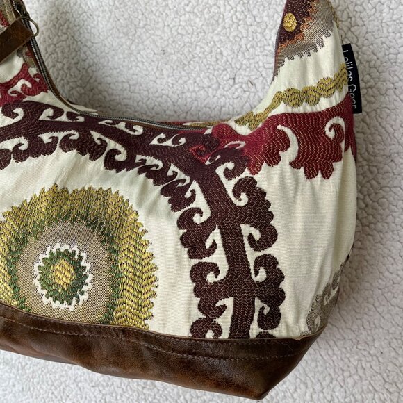 Lolita Chisholm Mandalla Tapestry & Leather Boho Bag With 4 Inner Pockets - Picture 3 of 12